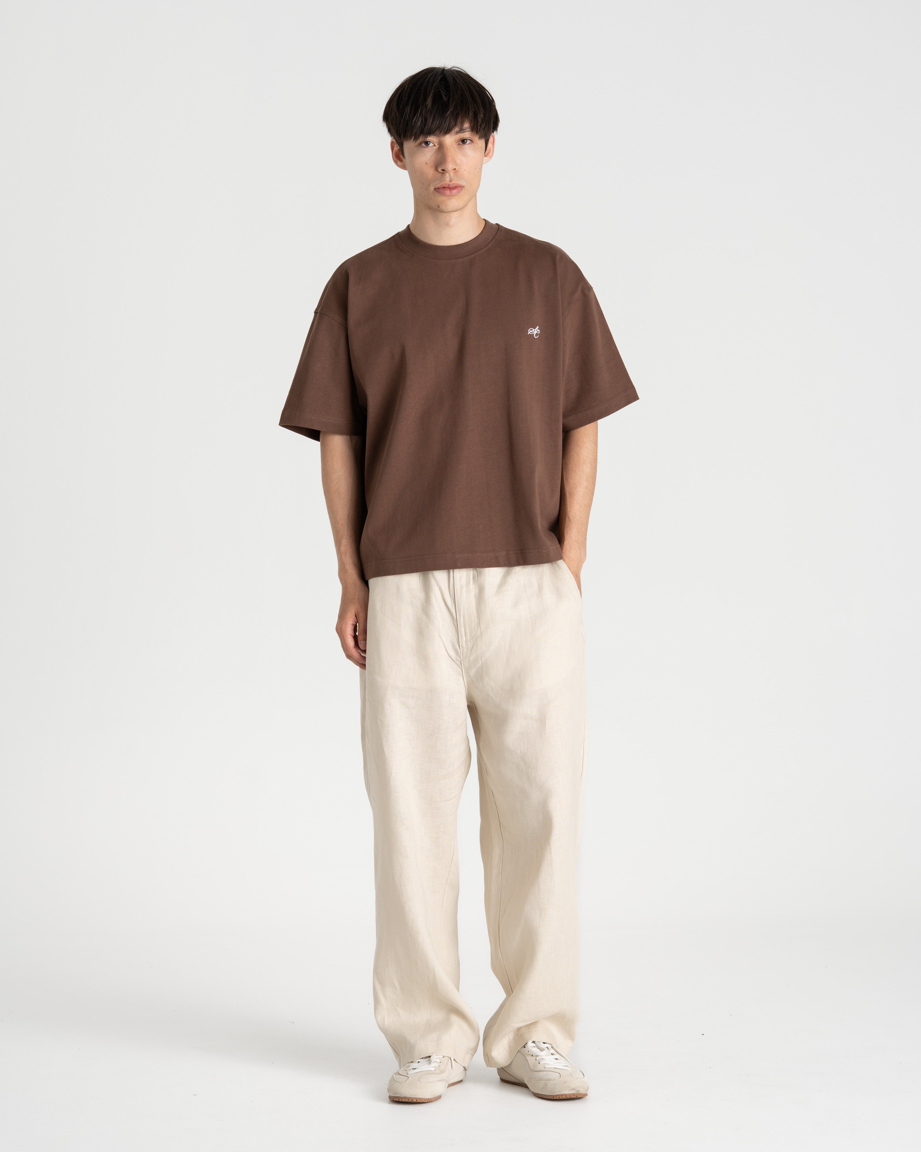 Baggy 100% hørbukser Beige